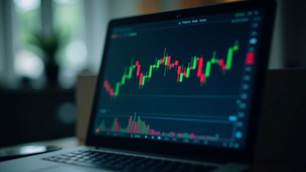 Candlestick chart showing green and red candles with wicks indicating price movements